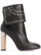 Alexander Mcqueen Bi-coloured Sculpted Heel Eyelet Ankle Boots - Black