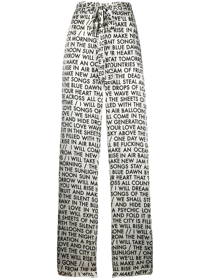 Each X Other Slogan Tie Waist Trousers - White