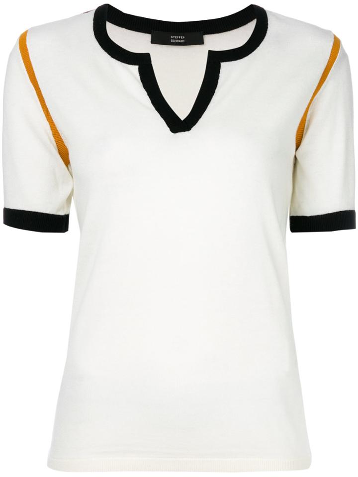Steffen Schraut Contrast Trim Blouse - White