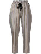 Forte Forte Cropped Striped Trousers - Grey
