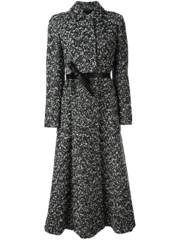 Max Mara Atelier Belted Long Coat, Women's, Size: 42, Black, Virgin Wool/wool/alpaca/silk