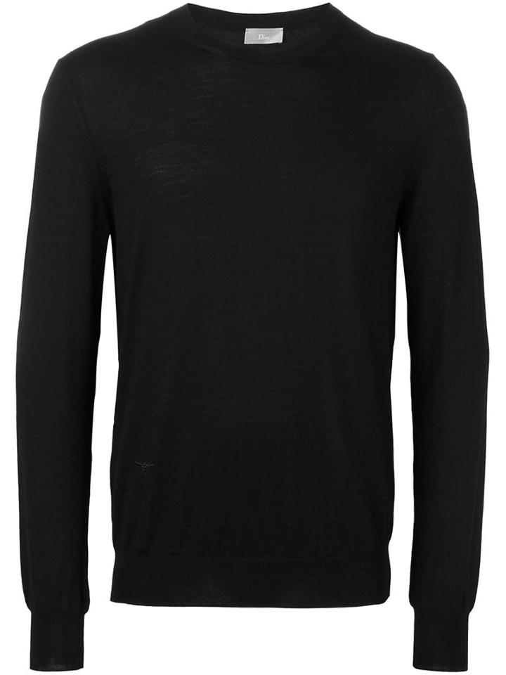 Dior Homme Crew Neck Jumper, Men's, Size: Medium, Black, Virgin Wool