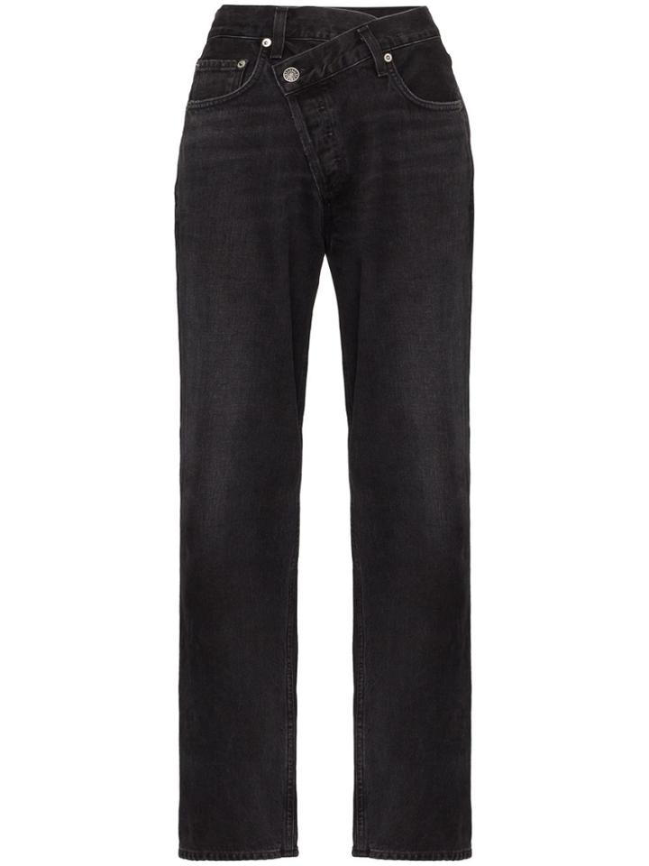 Agolde Criss Cross Wide Leg Jeans - Black