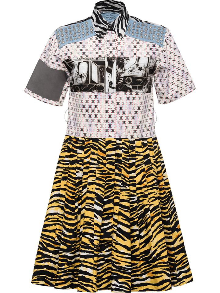 Prada Pleated Shirt Dress - Green