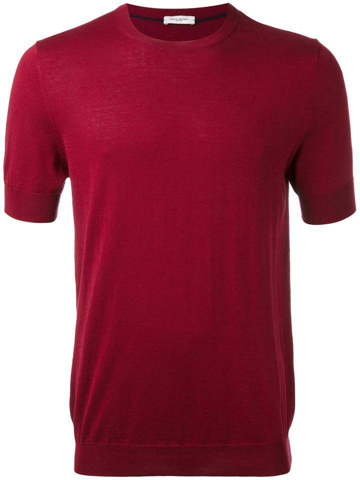 Knit T-shirt - Men - Cotton/silk - L, Pink/purple, Cotton/silk, Paolo Pecora