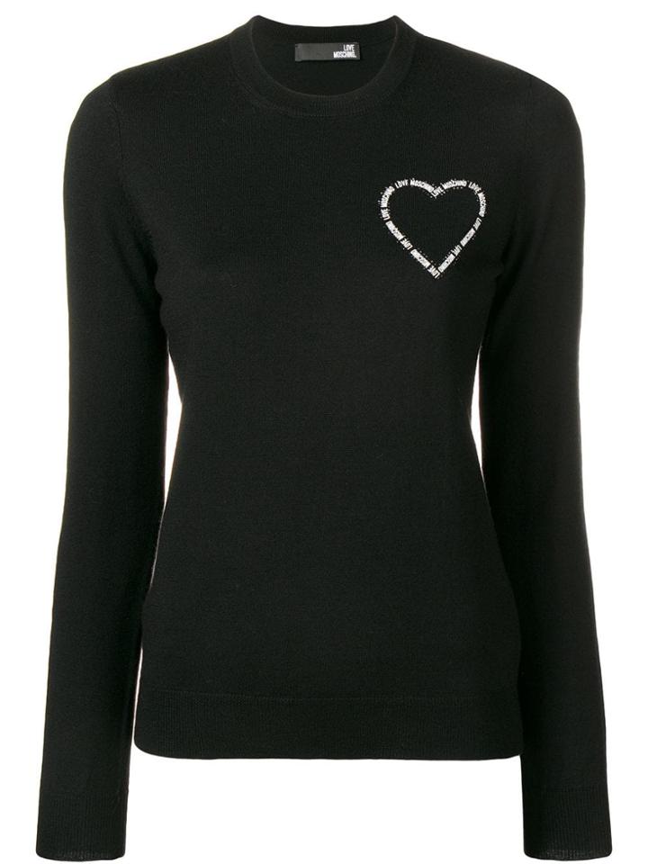 Love Moschino Embellished Heart Jumper - Black