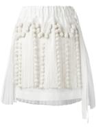 No21 Fringed Asymmetric Skirt - White