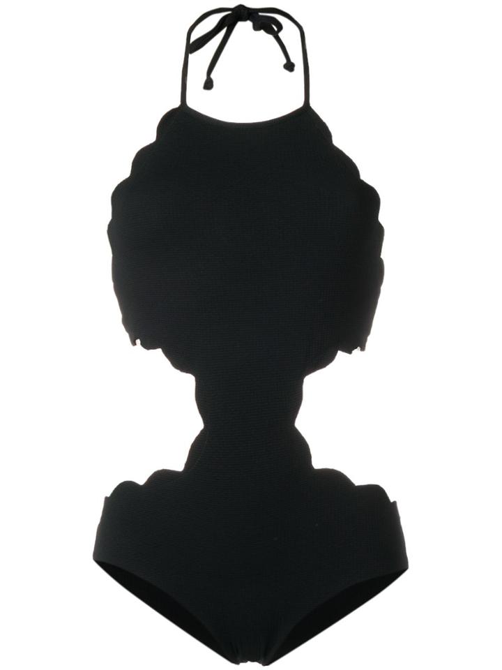 Marysia Scalloped Hem Cut-out Swimsuit - Black