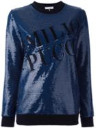 Emilio Pucci Sequin Embellished Sweatshirt, Size: Small, Blue, Cotton