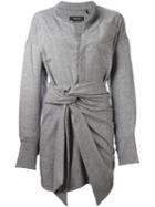 Isabel Marant 'khol' Knot-front Shirt Dress, Women's, Size: 36, Grey, Spandex/elastane/viscose/wool/acrylic