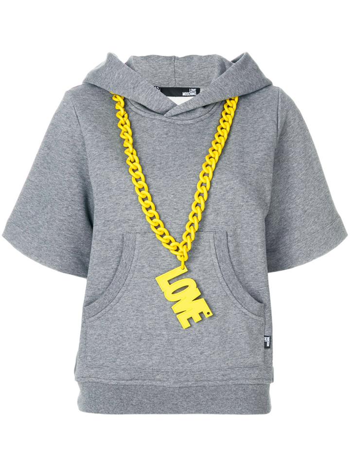 Love Moschino Logo Chain Shortsleeved Hoodie - Grey
