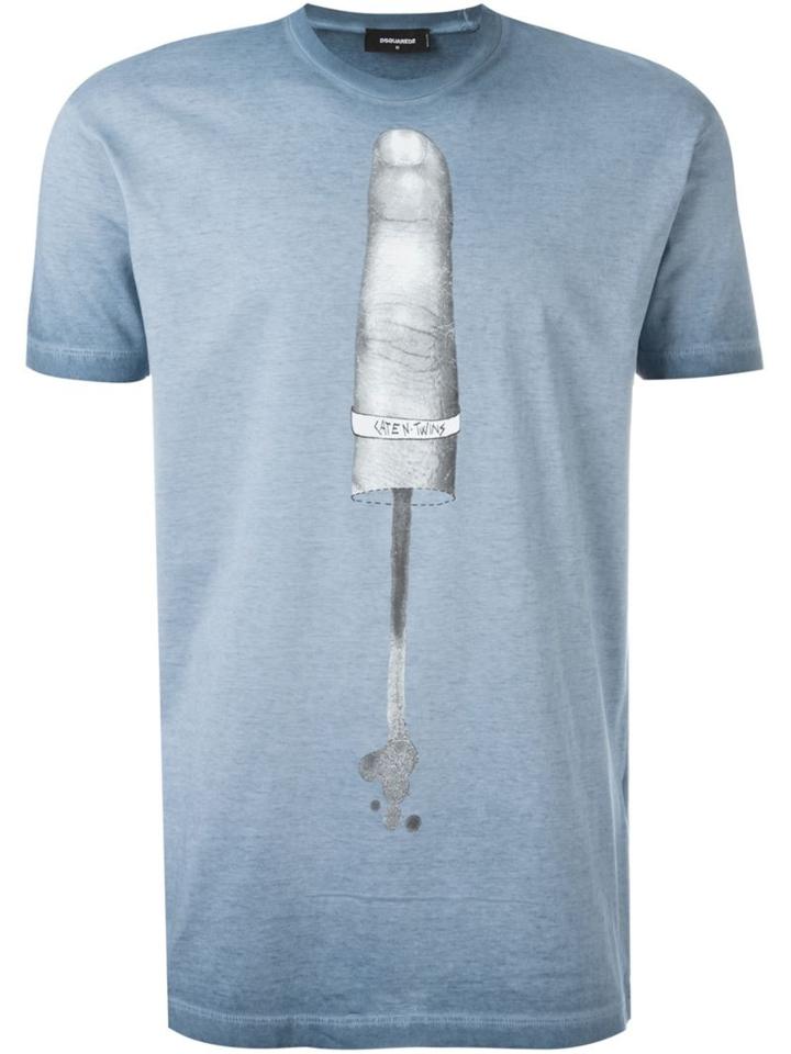 Dsquared2 Finger Print T-shirt, Men's, Size: Xxl, Blue, Cotton