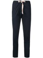 White Sand Straight-leg Belted Trousers - Blue