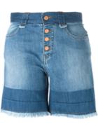 See By Chloé Fringed Denim Shorts, Women's, Size: 27, Blue, Cotton/spandex/elastane