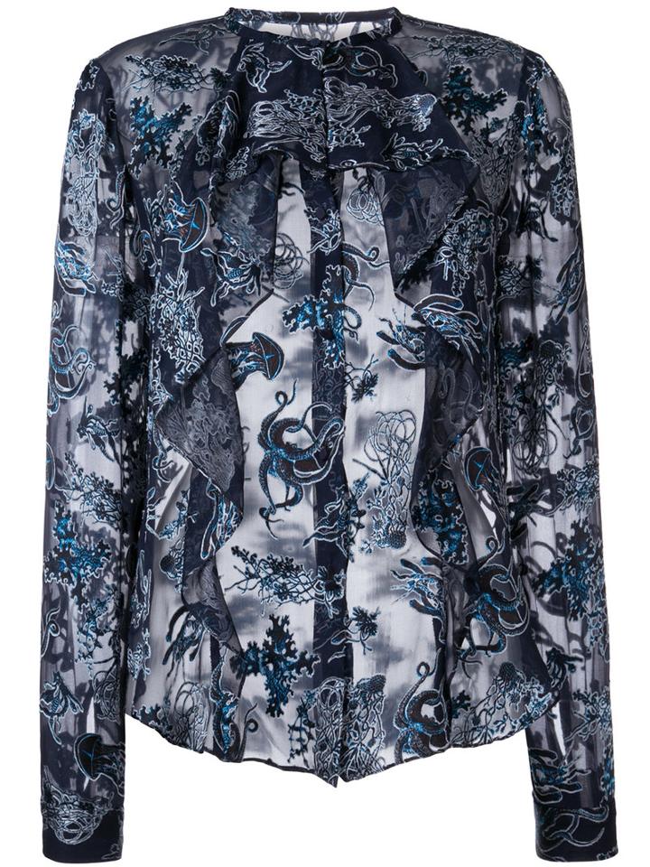 Bianca Spender Devore Degas Shirt, Women's, Size: 10, Blue, Silk/cellulose