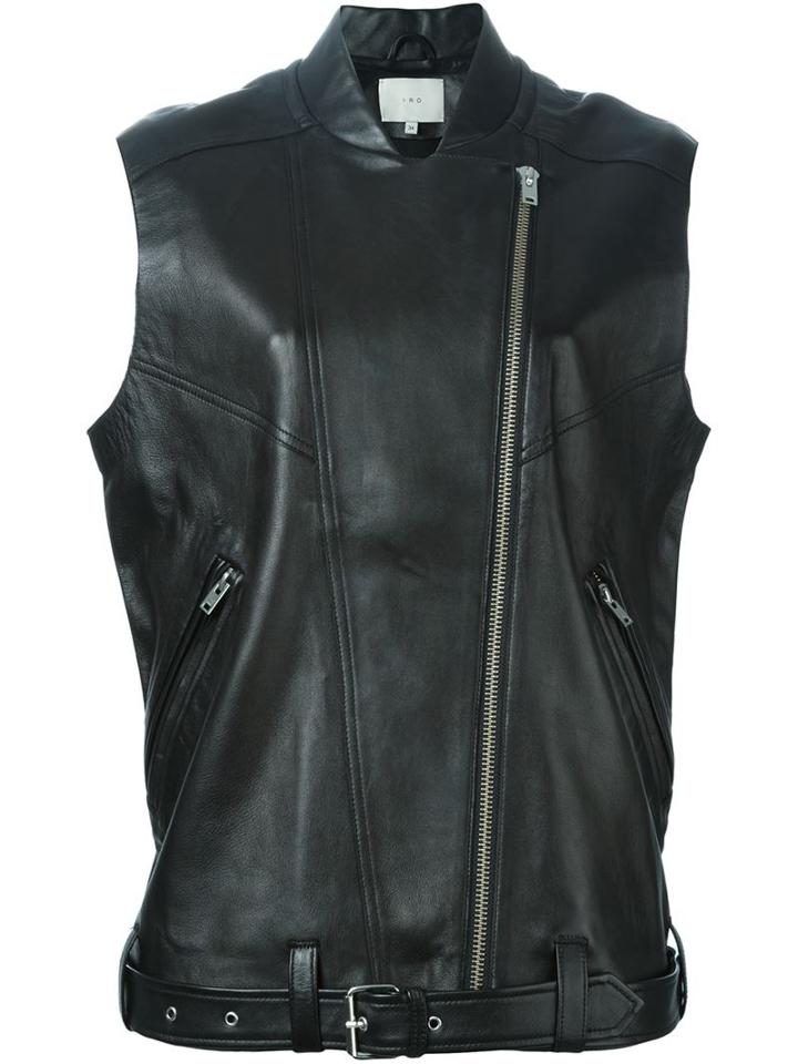 Iro Abrega Biker Gilet, Women's, Size: 36, Black, Lamb Skin/nylon/acetate