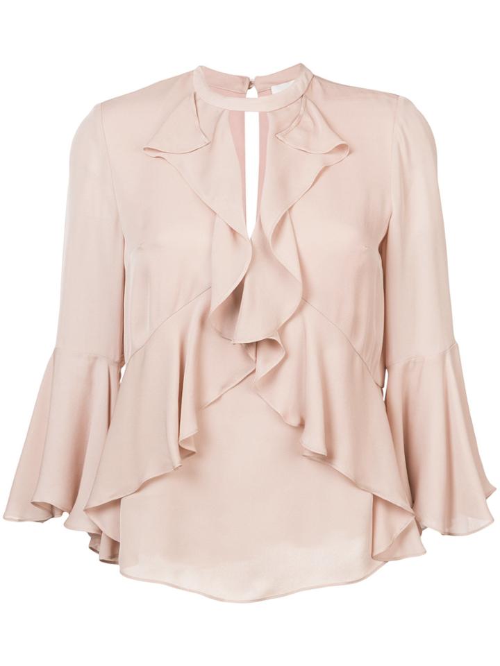 Cinq A Sept Flared Fitted Blouse - Pink & Purple