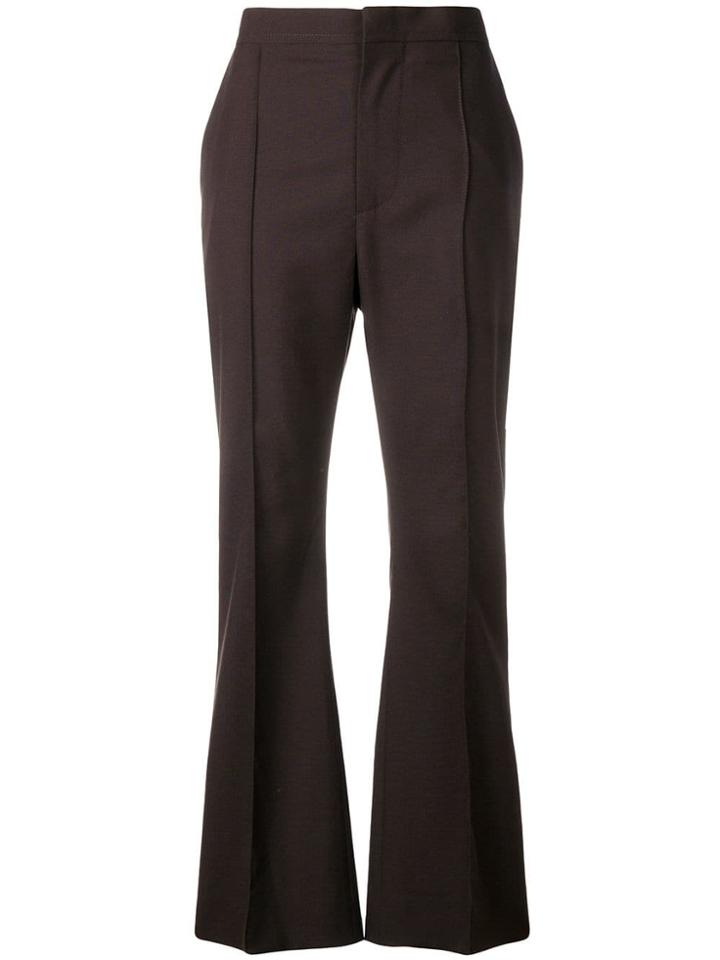 Marni Tropical Wool Flared Trousers - Brown