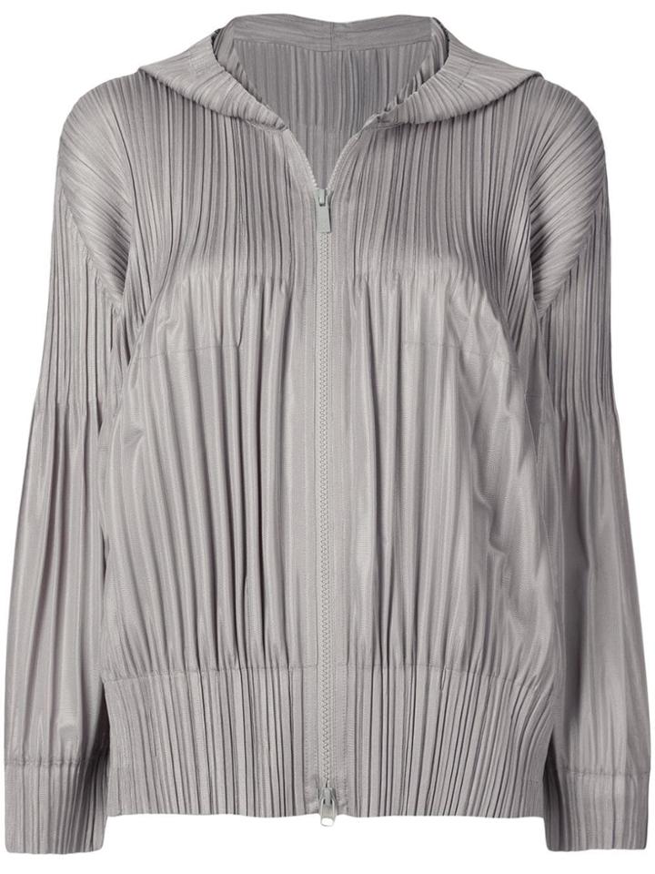 Pleats Please Issey Miyake Fluffy Basics Pleated Hoodie - Grey