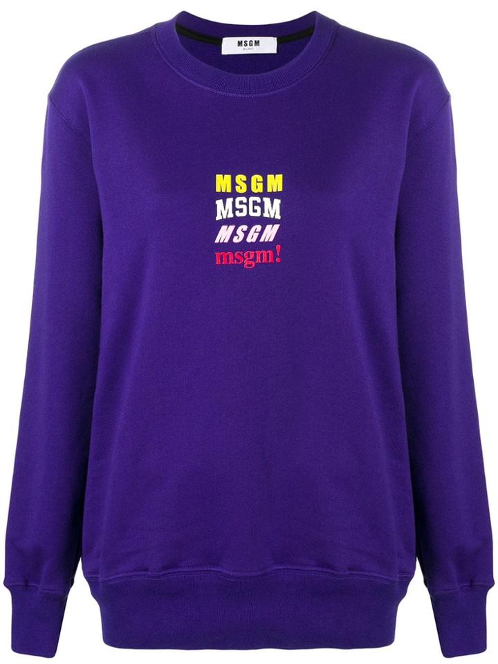 Msgm Logo Sweater - Purple