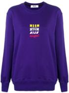Msgm Logo Sweater - Purple