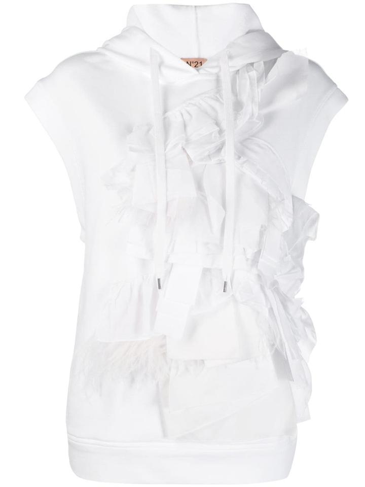 Nº21 Ruffled Details Hoodie - White