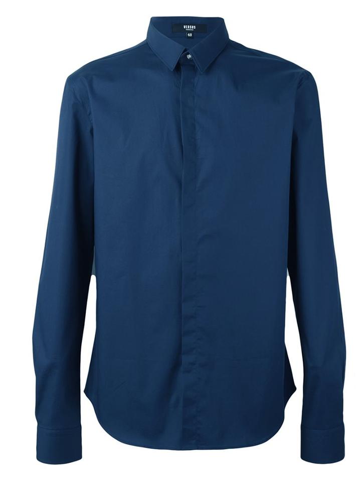 Versus Lion Head Patch Denim Shirt