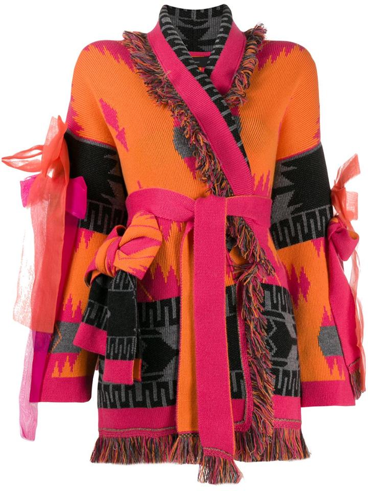 Alanui Cashmere Intarsia Knit Cardi-coat - Orange