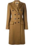 Dolce & Gabbana Double Breasted Coat, Women's, Size: 42, Brown, Silk/spandex/elastane/cashmere