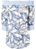 Isabelle Blanche - Off The Shoulder Floral Top - Women - Cotton/polyamide/spandex/elastane/viscose - S, White, Cotton/polyamide/spandex/elastane/viscose