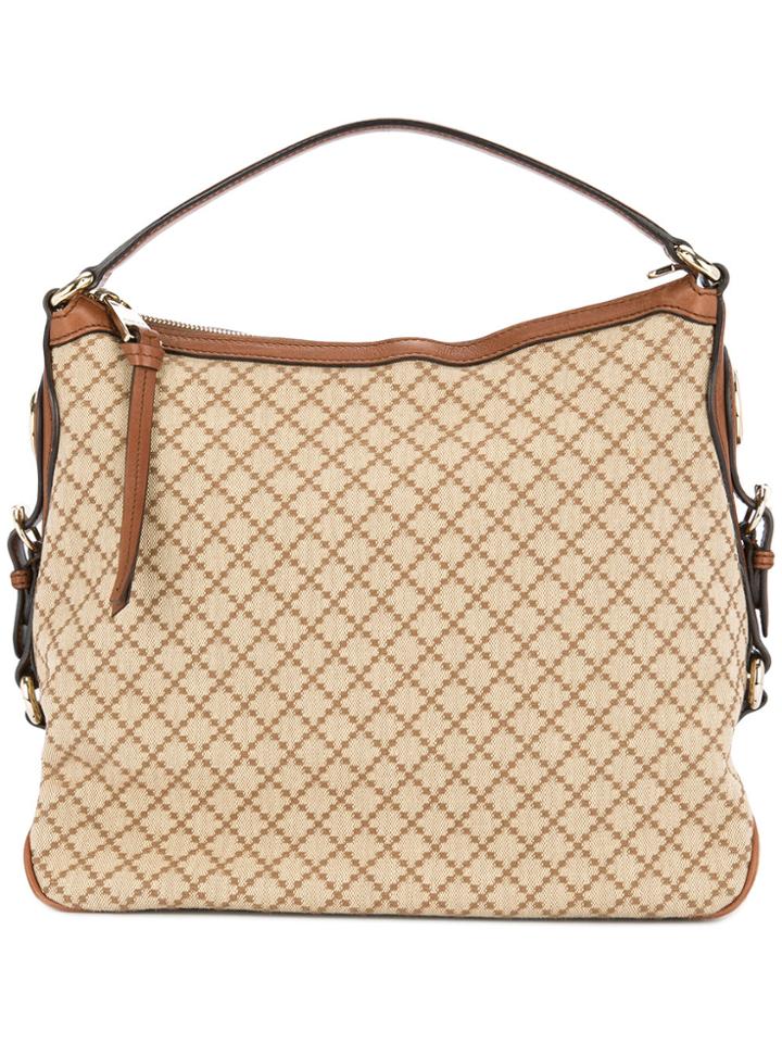 Gucci Vintage Grid Pattern Handbag - Brown