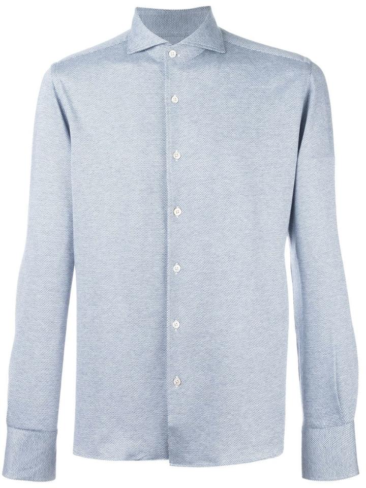 Canali Slim-fit Patterned Shirt - Blue