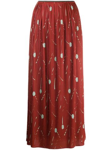 Odeeh Pleated Straight Skirt - Red
