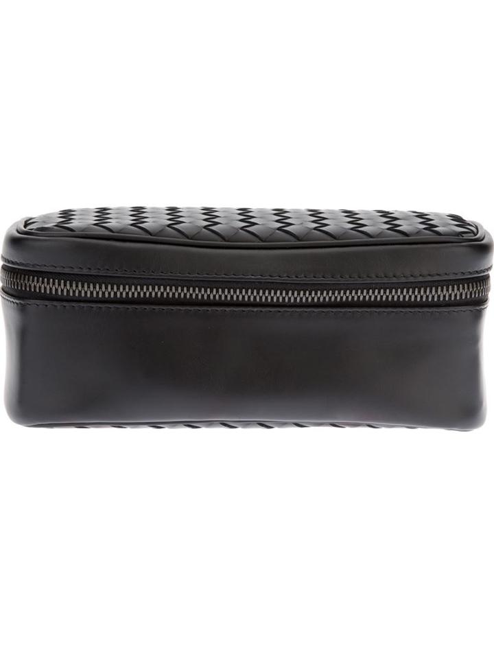 Bottega Veneta Woven Watch Travel Case, Black