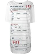 Moschino Dry Cleaning Receipt Print T-shirt Dress, Women's, Size: 42, White, Rayon/acetate/other Fibres