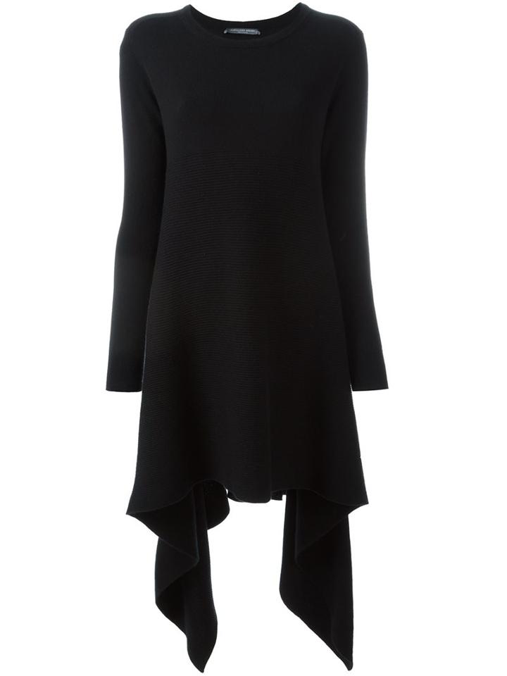Alexander Mcqueen Uneven Hem Knit Dress, Women's, Size: Small, Black, Cashmere