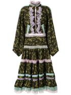 Natasha Zinko - Lace Trim Camouflage Dress - Women - Cotton - 38, Green, Cotton