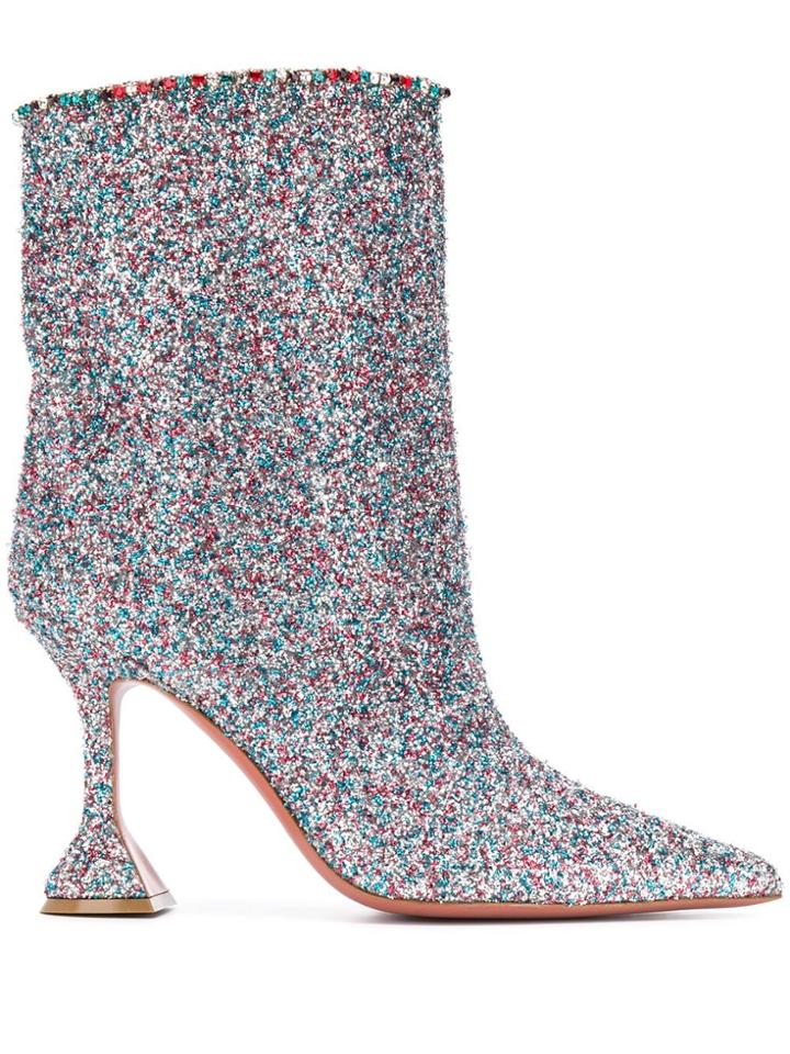 Amina Muaddi Glittered Ankle Boots - Metallic