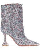 Amina Muaddi Glittered Ankle Boots - Metallic