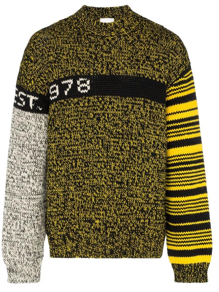 Calvin Klein Jeans Est. 1978 Patterned Crew Neck Wool Blend Sweater -