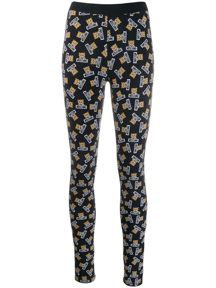 Moschino Bear Logo Print Leggings - Black