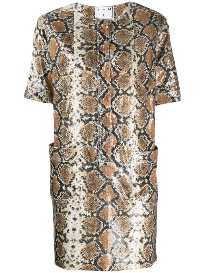 In The Mood For Love Snakeskin Print Mini Dress - Neutrals