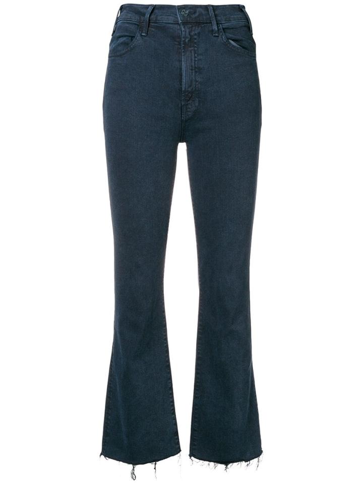 Mother Cropped Frayed Jeans - Blue