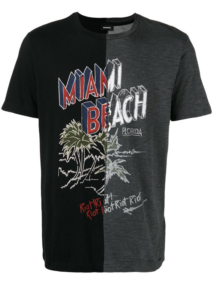 Diesel Printed Contrast T-shirt, Men's, Size: Small, Black, Cotton