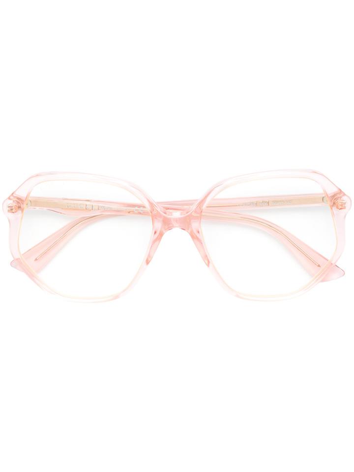 Gucci Eyewear Clear Oversized Sunglasses - Pink & Purple