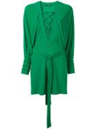 Balmain Crossed Lace Dress - Green