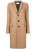 Saint Laurent Single-breasted Buttoned Coat - Nude & Neutrals