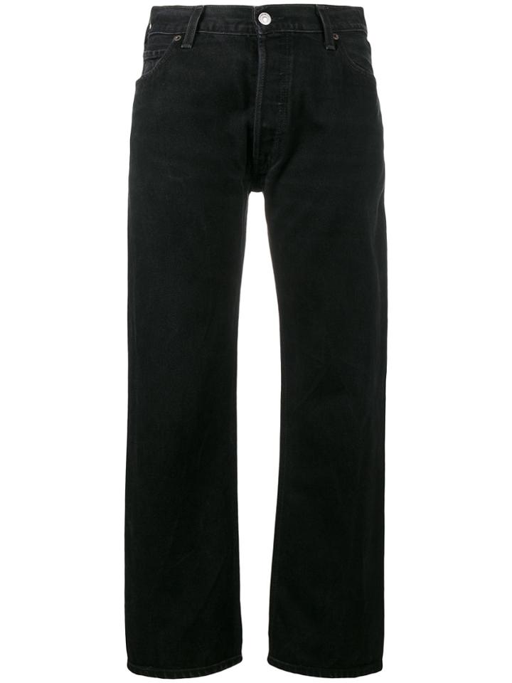 Re/done Mid-rise Cropped Straight-leg Jeans - Black