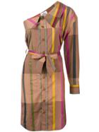 Vivienne Westwood One-shoulder Striped Shirt Dress - Brown