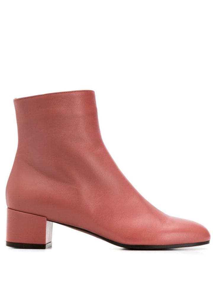 L'autre Chose Block Heel Ankle Boots - Pink